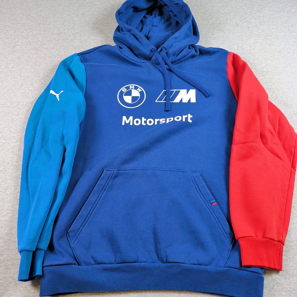 Puma BMW M Motorsport Colorblock Hoodie Blue Red Mens Medium 621301-04